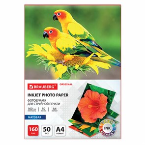 {{photo.Alt || photo.Description || 'Фотобумага матовая, А4, 160 г/м2, односторонняя, 50 листов, BRAUBERG ORIGINAL, 363985'}}