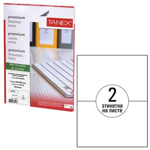 {{photo.Alt || photo.Description || 'Этикетка самоклеящаяся 210х148,5 мм, 2 этикетки, белая, 70 г/м2, 50 листов, TANEX, сырье Финляндия, 114528, TW-2102'}}