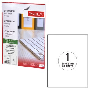 {{photo.Alt || photo.Description || 'Этикетка самоклеящаяся 210х297 мм, 1 этикетка, белая, 70 г/м2, 50 листов, TANEX, сырье Финляндия, 114527, TW-2000'}}