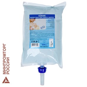 {{photo.Alt || photo.Description || 'Картридж с жидким мылом-гелем для тела и волос одноразовый (Система S1), 1 л, KEMAN, 100026-1000'}}