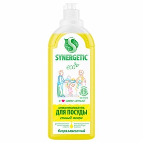 {{photo.Alt || photo.Description || 'Гель для мытья посуды антибактериальный 1 л, SYNERGETIC &quot;Лимон&quot;, флип-топ, 103101'}}