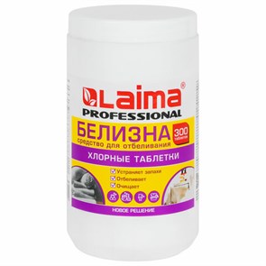 {{photo.Alt || photo.Description || 'БЕЛИЗНА в хлорных таблетках, для отбеливания, дезинфекции и уборки, 300 шт., 1 кг, банка, LAIMA PROFESSIONAL, 609420'}}