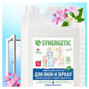 {{photo.Alt || photo.Description || 'Средство для мытья стекол и зеркал с антибактериальным эффектом 5 л SYNERGETIC, биоразлагаемое, 96'}}