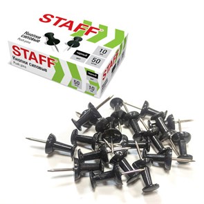 {{photo.Alt || photo.Description || 'Силовые кнопки-гвоздики черные STAFF 50 штук, в картонной коробке, 271320'}}