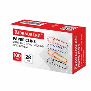 {{photo.Alt || photo.Description || 'Скрепки BRAUBERG, 28 мм с цветными полосками, 100 шт., в картонной коробке, 221534'}}