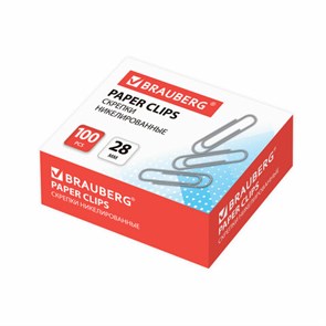 {{photo.Alt || photo.Description || 'Скрепки BRAUBERG, 28 мм, никелированные, 100 шт., в картонной коробке, Россия, 221523'}}