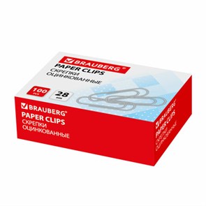 {{photo.Alt || photo.Description || 'Скрепки BRAUBERG, 28 мм, оцинкованные, 100 шт., в картонной коробке, 227583'}}