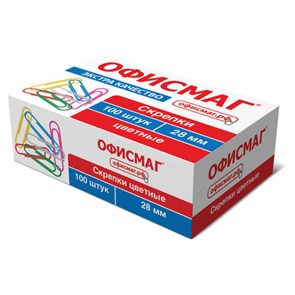 {{photo.Alt || photo.Description || 'Скрепки ЭКСТРА ОФИСМАГ 28 мм цветные 100 штук, 271316'}}