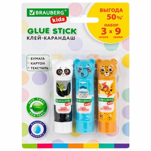 {{photo.Alt || photo.Description || 'Клей-карандаш &quot;Зверята: панда, слон, леопард&quot; 9 г, фигурный колпачок, 3 шт./блистер, BRAUBERG KIDS, 272473'}}