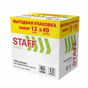 {{photo.Alt || photo.Description || 'Клей-карандаш 40 г, ВЫГОДНАЯ УПАКОВКА, КОМПЛЕКТ 12 ШТУК, STAFF EVERYDAY, 273019'}}