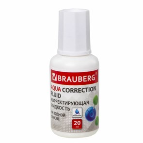 {{photo.Alt || photo.Description || 'Корректирующая жидкость BRAUBERG &quot;Aqua&quot; на водной основе 20 мл, с кисточкой, 228643'}}