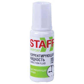 {{photo.Alt || photo.Description || 'Корректирующая жидкость STAFF &quot;Everyday&quot; быстросохнущая, 15 мл, с кисточкой, 229398'}}