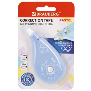 {{photo.Alt || photo.Description || 'Корректирующая лента BRAUBERG PASTEL 5 мм х 12 м, вращающийся наконечник 90°, механизм перемотки, корпус голубой, блистер, 272488'}}