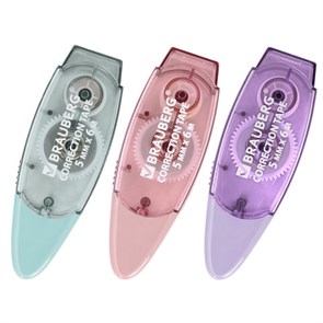 {{photo.Alt || photo.Description || 'Корректирующая лента BRAUBERG PASTEL, 5 мм х 6 м, ассорти, блистер, 272666'}}