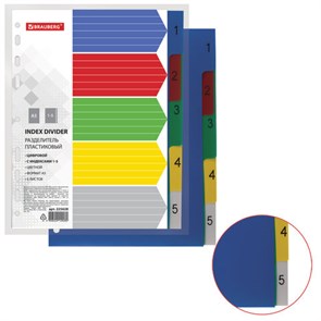 {{photo.Alt || photo.Description || 'Разделитель пластиковый МАЛЫЙ ФОРМАТ (210x162мм), А5, 5 листов, цифровой 1-5, оглавление, BRAUBERG, 225628'}}