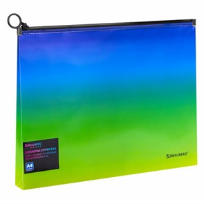 {{photo.Alt || photo.Description || 'Папка-конверт расширяющаяся на молнии BRAUBERG &quot;Grade&quot;, А4, до 300 листов, зелено-голубой градиент, 0,18 мм, 271966'}}