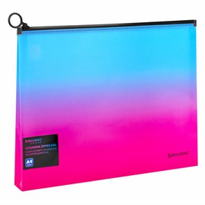 {{photo.Alt || photo.Description || 'Папка-конверт расширяющаяся на молнии BRAUBERG &quot;Grade&quot;, А4, до 300 листов, розово-голубой градиент, 0,18 мм, 271967'}}