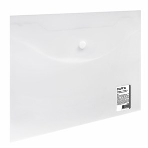 {{photo.Alt || photo.Description || 'Папка-конверт с кнопкой МАЛОГО ФОРМАТА (240х190 мм), А5, матовая, прозрачная, 0,15 мм, STAFF, 270463'}}