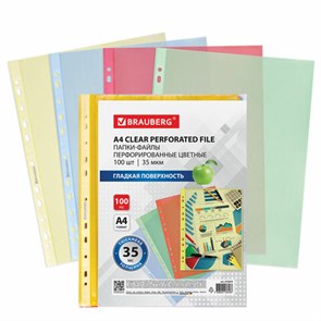 {{photo.Alt || photo.Description || 'Папки-файлы перфорированные ЦВЕТНЫЕ ассорти А4 BRAUBERG, комплект 100 шт., гладкие, 35 мкм, 272679'}}