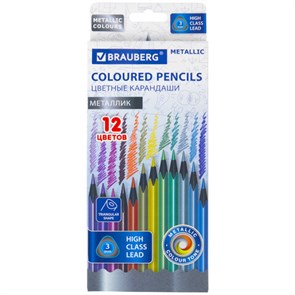 {{photo.Alt || photo.Description || 'Карандаши цветные BRAUBERG METALLIC, 12 цветов металлик, трехгранные, грифель 3 мм, черное дерево, 181853'}}