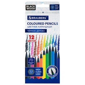 {{photo.Alt || photo.Description || 'Карандаши цветные BRAUBERG, 12 цветов, шестигранные, грифель 3,3 мм, черное дерево, 181856'}}