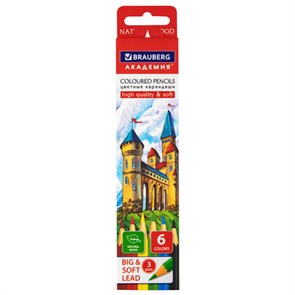 {{photo.Alt || photo.Description || 'Карандаши цветные мягкие BRAUBERG АКАДЕМИЯ, 6 цветов, шестигранные, грифель 3 мм, натуральное дерево, 181863'}}