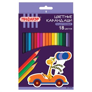 {{photo.Alt || photo.Description || 'Карандаши цветные ПИФАГОР &quot;ЖИРАФ&quot;, 18 цветов, шестигранные, 181251'}}