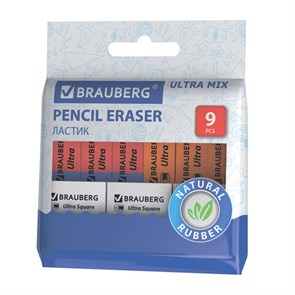 {{photo.Alt || photo.Description || 'Ластики BRAUBERG &quot;Ultra Mix&quot; 9 шт., размер ластика 41х14х8 мм/29х18х8 мм, натуральный каучук, 229604'}}