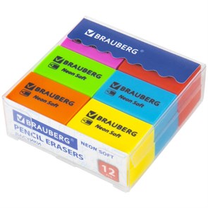 {{photo.Alt || photo.Description || 'Ластики BRAUBERG NEON SOFT НАБОР 12 штук, размер ластика 31х20х10 мм, экологичный ПВХ, 271339'}}