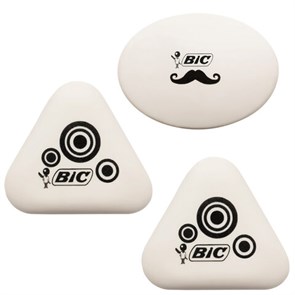 {{photo.Alt || photo.Description || 'Набор ластиков BIC, &quot;Mini Fun&quot; 3 шт., белый с рисунком, 2 треугольных и 1 овальный, 927870'}}