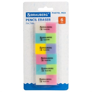 {{photo.Alt || photo.Description || 'Набор ластиков BRAUBERG &quot;Pastel Mix&quot;, 6 шт., цвета ассорти, 44х21х10 мм, экологичный ПВХ, 229597'}}