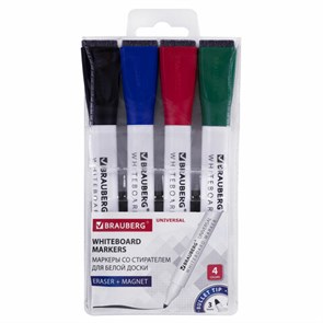 {{photo.Alt || photo.Description || 'Маркеры стираемые на магните со стирателем для белой доски, 4 ЦВЕТА, BRAUBERG &quot;UNIVERSAL&quot;, 3 мм, 152491'}}