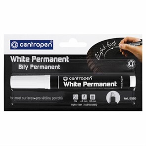 {{photo.Alt || photo.Description || 'Маркер перманентный БЕЛЫЙ CENTROPEN, круглый наконечник, 2,5 мм, блистер, 8586, 5 8586 6000'}}