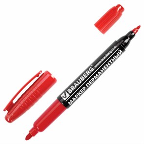 {{photo.Alt || photo.Description || 'Маркер перманентный двусторонний BRAUBERG, КРАСНЫЙ, круглый наконечник 2/4 мм, 150838'}}