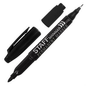 {{photo.Alt || photo.Description || 'Маркер перманентный двусторонний STAFF &quot;Manager&quot; PM-625, ЧЕРНЫЙ, наконечники 0,8 мм / 2,2 мм, 151625'}}