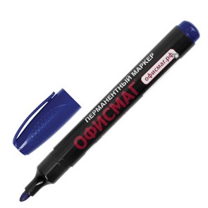 {{photo.Alt || photo.Description || 'Маркер перманентный ОФИСМАГ, СИНИЙ, круглый наконечник, 3 мм, с клипом, 151198'}}