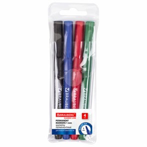 {{photo.Alt || photo.Description || 'Маркеры перманентные BRAUBERG &quot;CLASSICLine&quot;, НАБОР 4 ЦВЕТА, тонкий наконечник 1 мм, 150295'}}