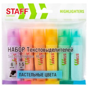 {{photo.Alt || photo.Description || 'Набор текстовыделителей 6 ПАСТЕЛЬНЫХ ЦВЕТОВ, STAFF &quot;EVERYDAY HL-707&quot;, линия 1-5 мм, скошенный наконечник, 152551'}}