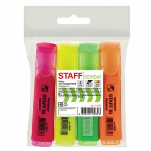 {{photo.Alt || photo.Description || 'Набор текстовыделителей STAFF &quot;EVERYDAY&quot; HL-243, 4 шт., АССОРТИ, линия 1-5 мм, 151243'}}