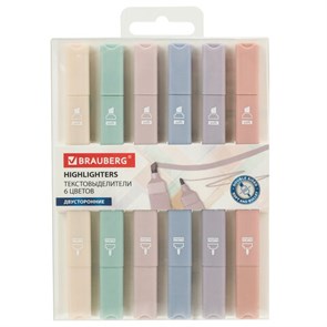 {{photo.Alt || photo.Description || 'Набор текстовыделителей двусторонних 6 ЦВЕТОВ МОРАНДИ, BRAUBERG &quot;Morandi&quot;, линия 1-5 мм, 152514'}}