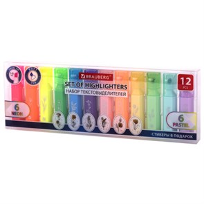 {{photo.Alt || photo.Description || 'Набор текстовыделителей мини, 12 ЦВЕТОВ, BRAUBERG &quot;ULTRA&quot;, 6 неоновых цветов + 6 пастельных цветов, линия 1-5 мм, 152538'}}