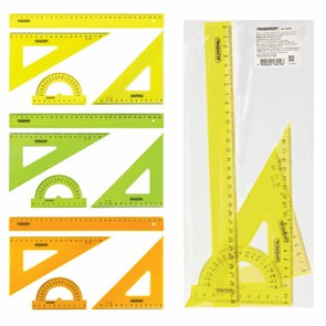 {{photo.Alt || photo.Description || 'Набор чертежный большой ПИФАГОР (линейка 30 см, 2 треугольника, транспортир), прозрачный, неоновый, пакет, 210629'}}