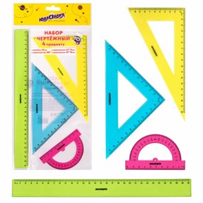 {{photo.Alt || photo.Description || 'Набор чертежный большой ЮНЛАНДИЯ &quot;Color&quot;, (линейка 30 см, 2 треугольника, транспортир), 210756'}}