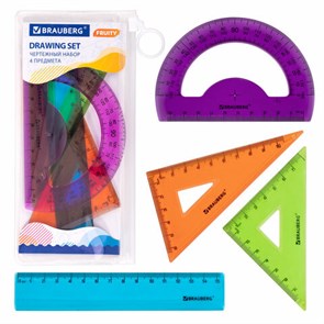 {{photo.Alt || photo.Description || 'Набор чертежный малый BRAUBERG &quot;FRUITY&quot; (линейка 15 см, 2 треугольника, транспортир), ассорти, пенал, 210770'}}