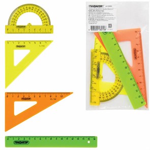 {{photo.Alt || photo.Description || 'Набор чертежный малый ПИФАГОР (линейка 16 см, 2 треугольника, транспортир), непрозрачный, неоновый, пакет, 210624'}}