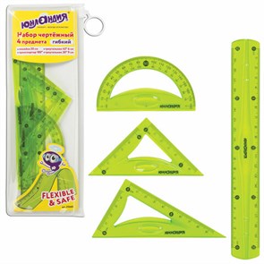 {{photo.Alt || photo.Description || 'Набор чертежный средний гибкий ЮНЛАНДИЯ &quot;FLEX&quot; (линейка 20 см, 2 треугольника, транспортир), пенал, 210682'}}