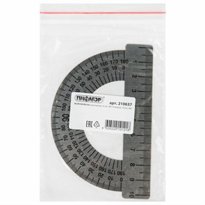 {{photo.Alt || photo.Description || 'Транспортир 10 см, 180 градусов, металлический, ПИФАГОР, 210637'}}