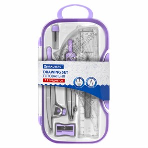 {{photo.Alt || photo.Description || 'Готовальня BRAUBERG SCHOOL KIT, 11 предметов, циркуль 115 мм, циркуль 125 мм, чертежные принадлежности, лавандовый цвет, 210714'}}