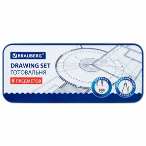 {{photo.Alt || photo.Description || 'Готовальня BRAUBERG SCHOOL KIT, 8 предметов, циркуль 115 мм, чертежные принадлежности, металлический пенал со справочными материалами,210712'}}