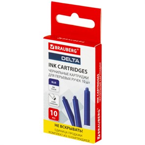 {{photo.Alt || photo.Description || 'Картриджи чернильные BRAUBERG DELTA, КОМПЛЕКТ 10 штук, СИНИЕ, 143956'}}